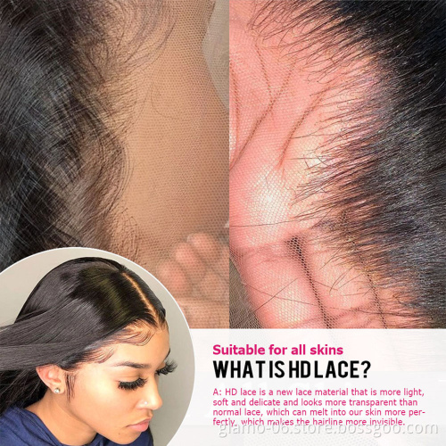 Wholesale 8--40inch Natural Raw 100% Brazilian Pre plucked 13x4 13x6 Straight Human Hair HD Swiss Lace Front Wig